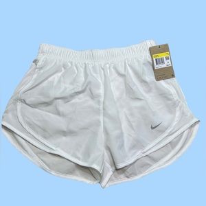 New white Nike athletic running shorts
